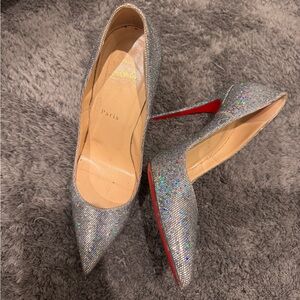 Christian Louboutin Silver Sparkle Heels